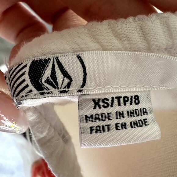 Volcom Floral Halter Maxi Dress XS White Orange Backless Boho, Resort, Beach - Picture 6 of 9